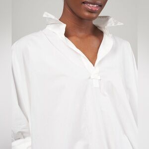 Medicine Oversized White Cotton Blouse Size M Relaxed Popover Shirt Good Cond